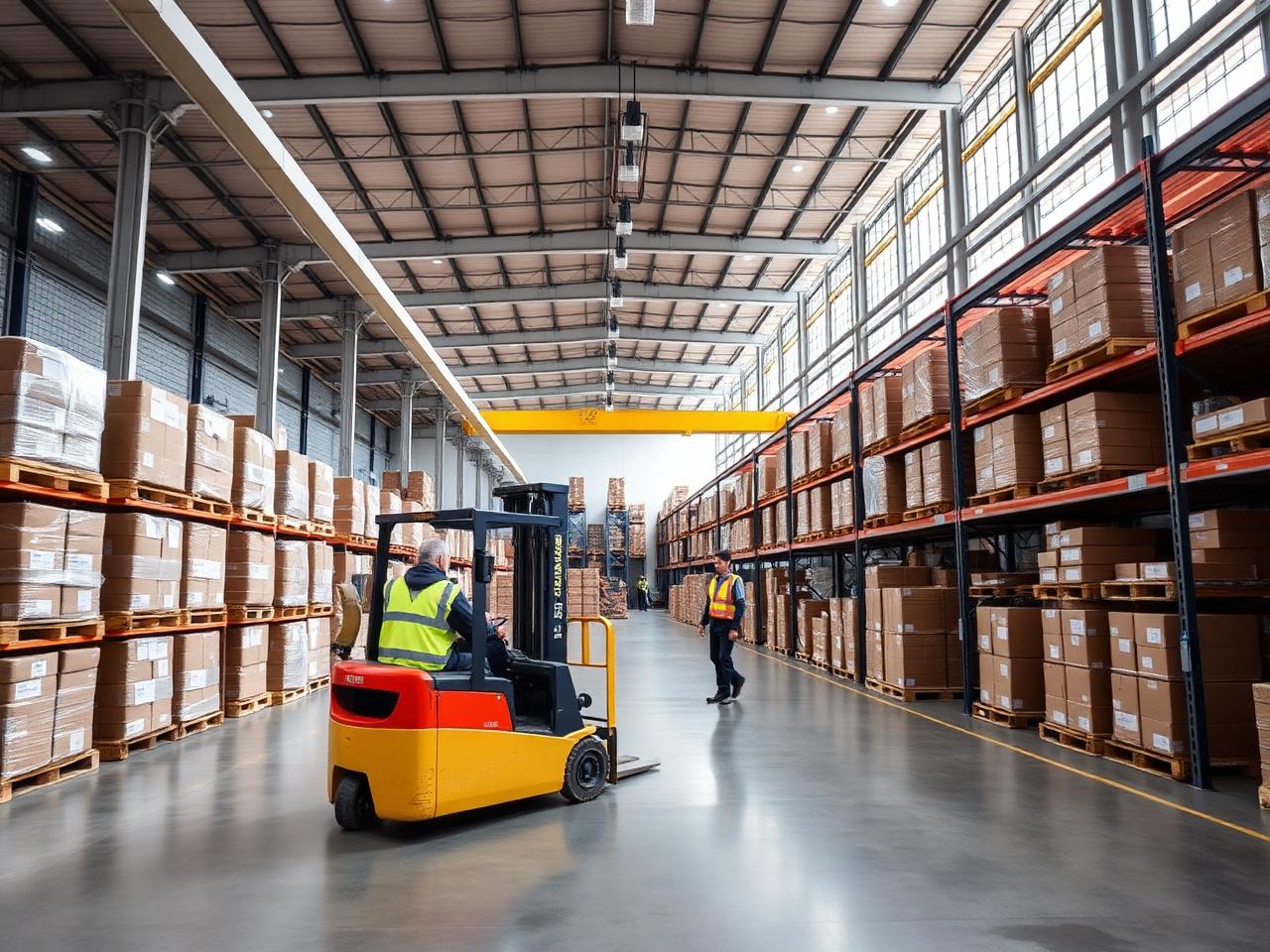 Centro de distribuição da Unicargo Brasil com paletes organizados